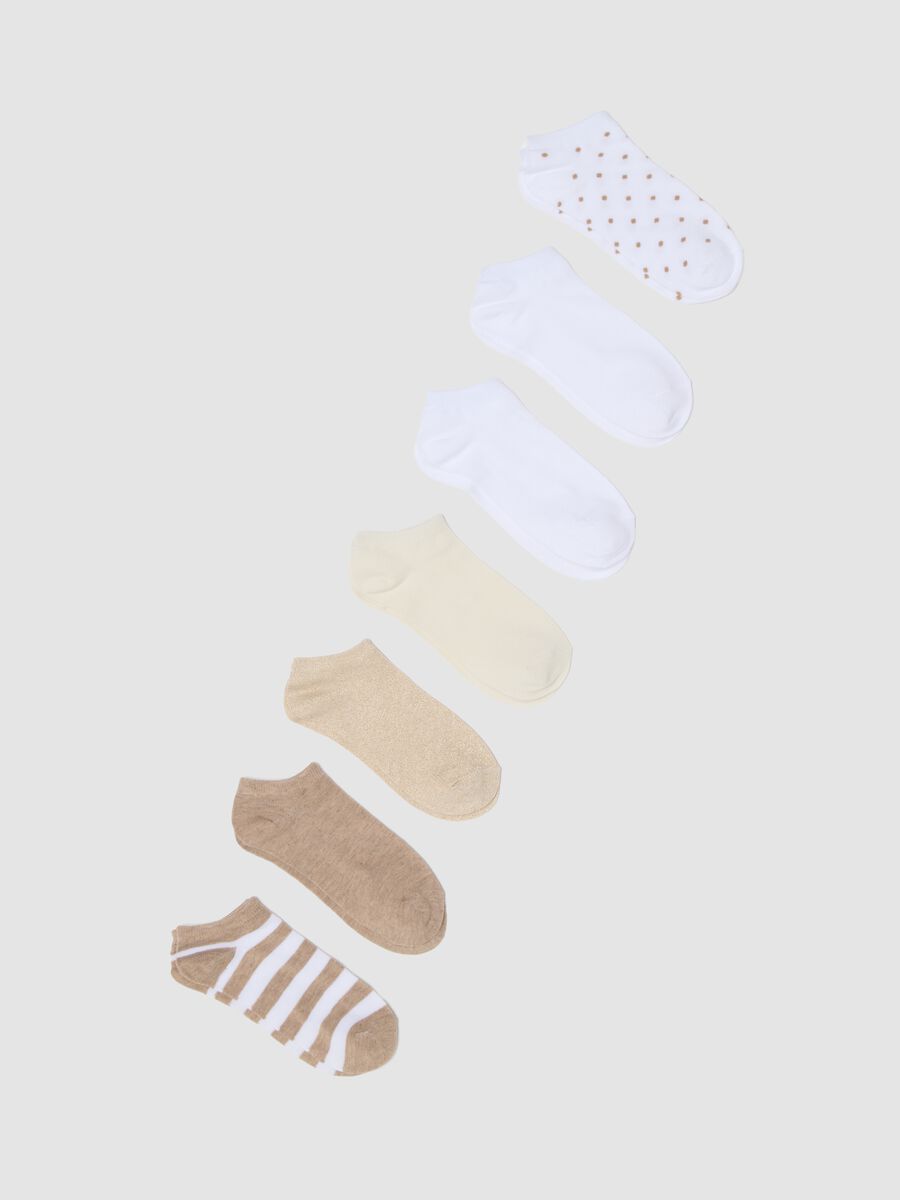 Multipack di sette calzini invisibili beige in tessuto elasticizzato_0
