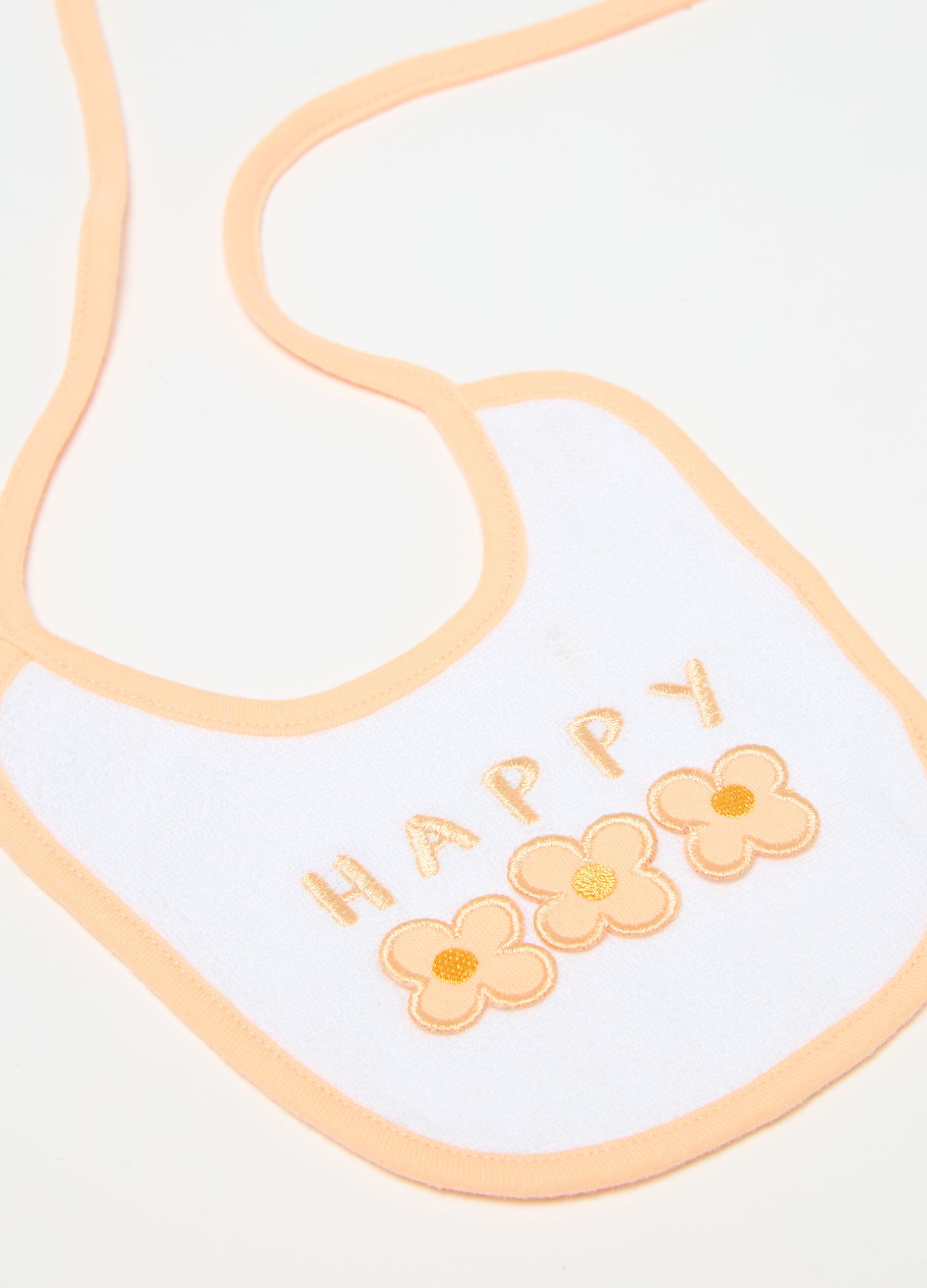 Two-pack organic cotton bibs with embroidery