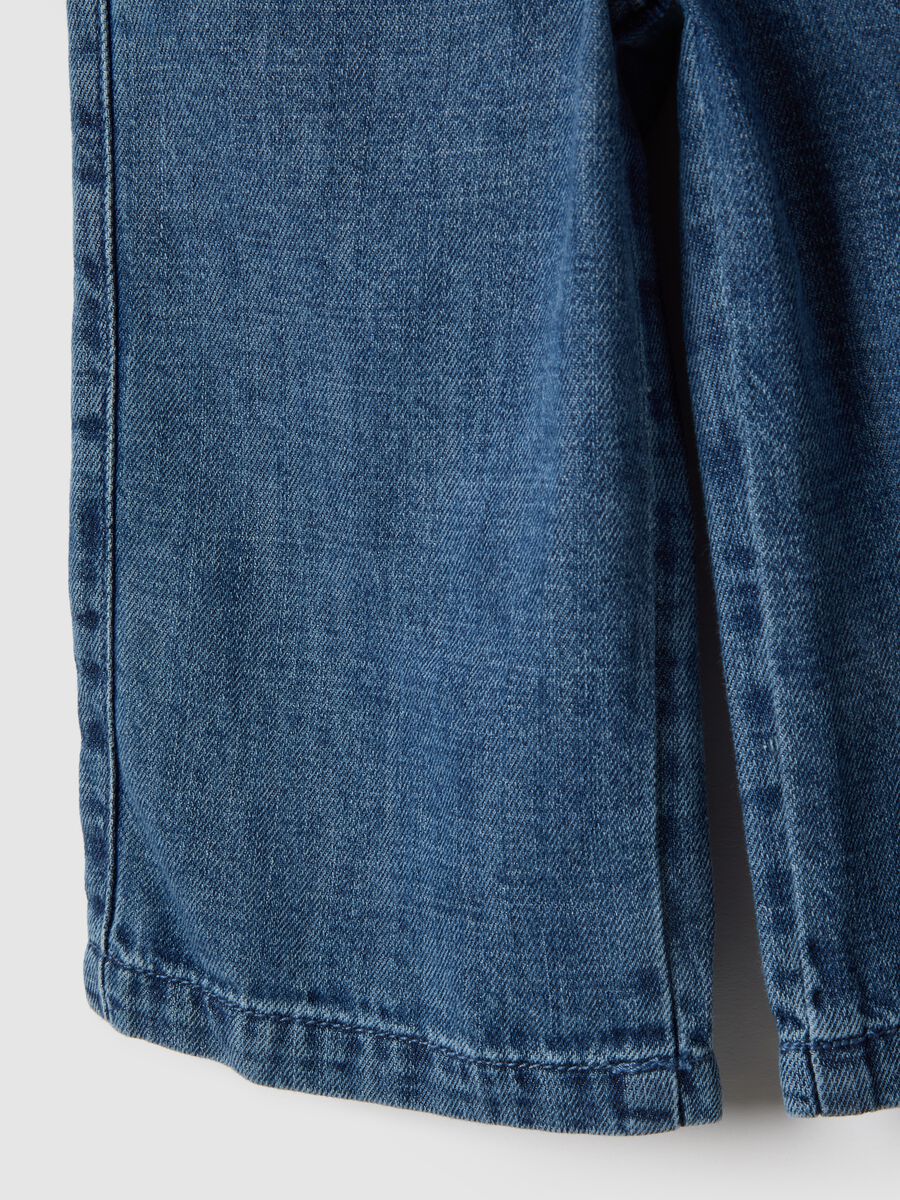 Girls' wide leg blue cotton blend trousers_3