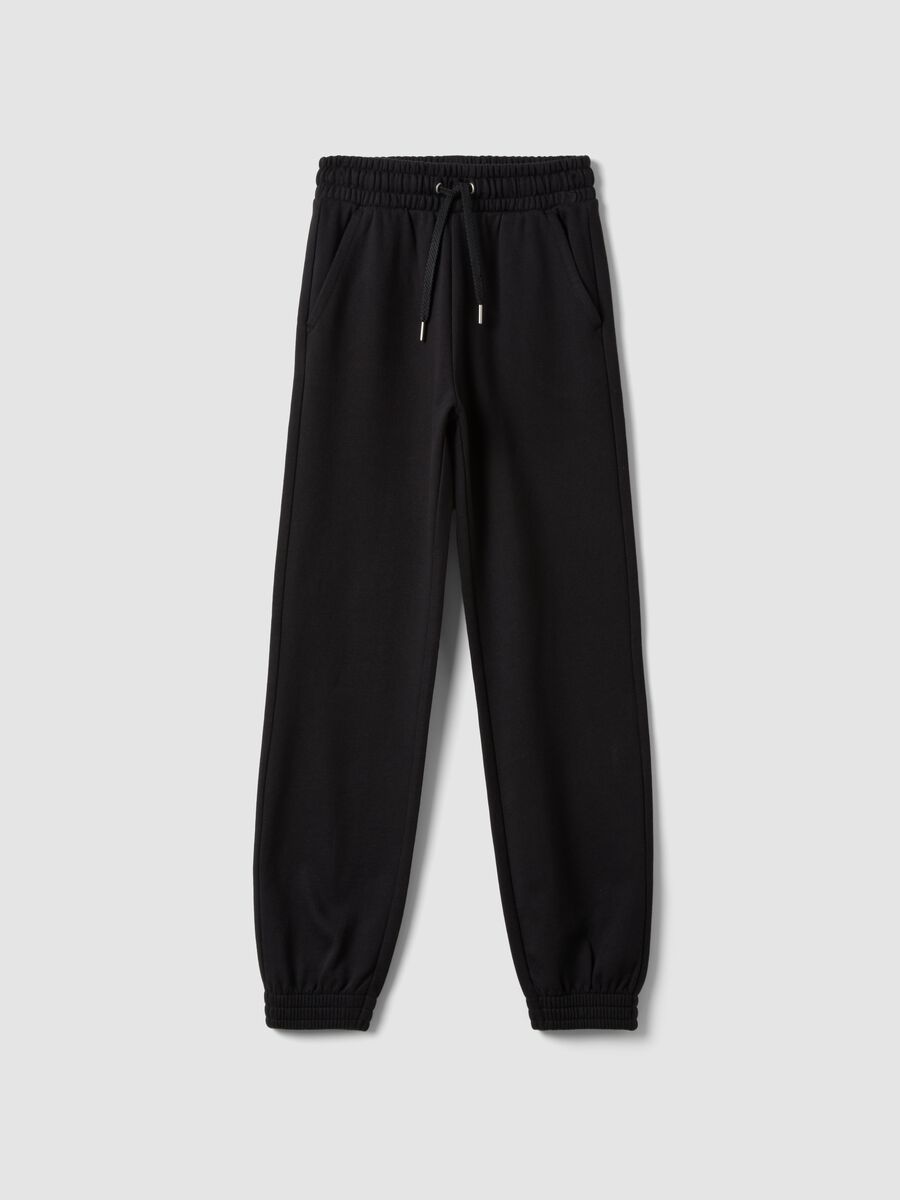Black pure organic cotton regular-fit joggers for girls_4