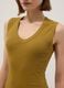 Green pure cotton regular fit V-neck tank top_3