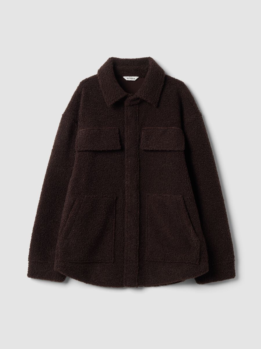 Brown sherpa shacket with buttons, relaxed fit &ndash; ALTAVIA STUDIO_4