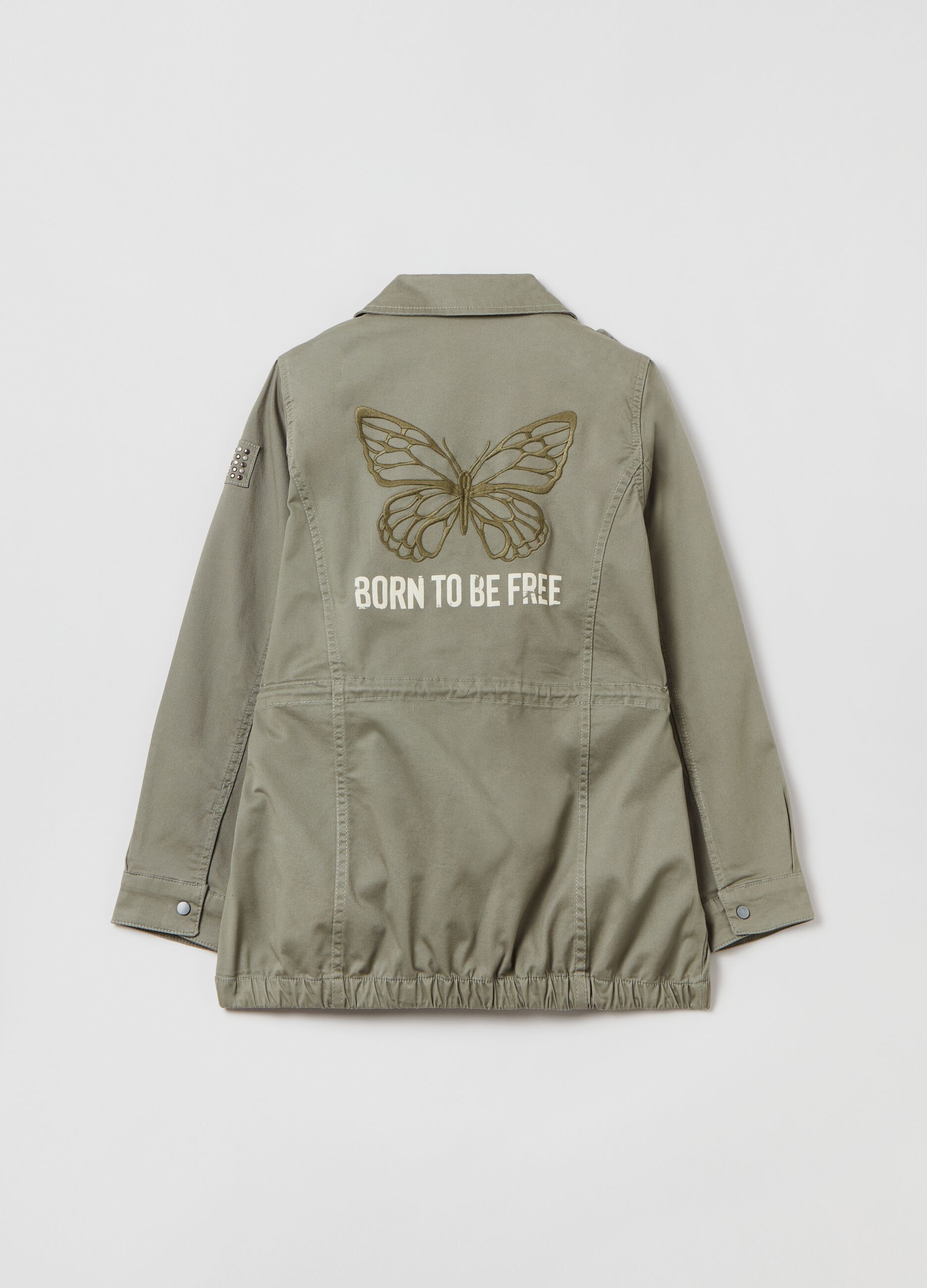 Army jacket with butterfly embroidery_1
