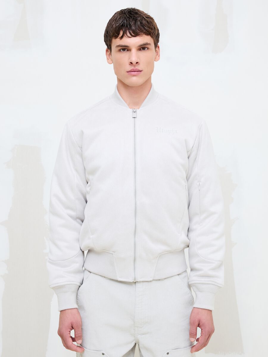 Faux Suede Bomber Jacket &ndash; Light Beige_1