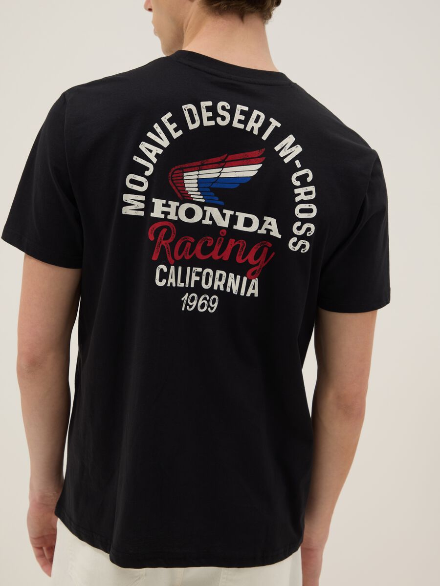 Schwarzes T-Shirt aus reiner Baumwolle mit Print, Regular Fit_3