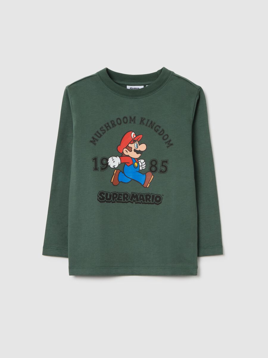 Children's green t-shirt in pure cotton, regular fit with print_0