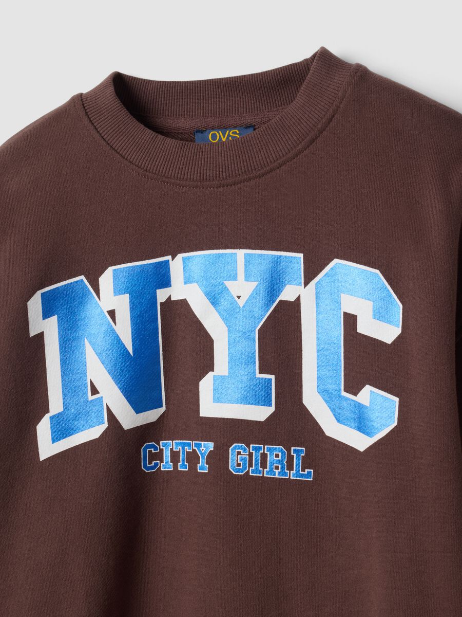 Brown pure cotton sweatshirt with NYC print_4