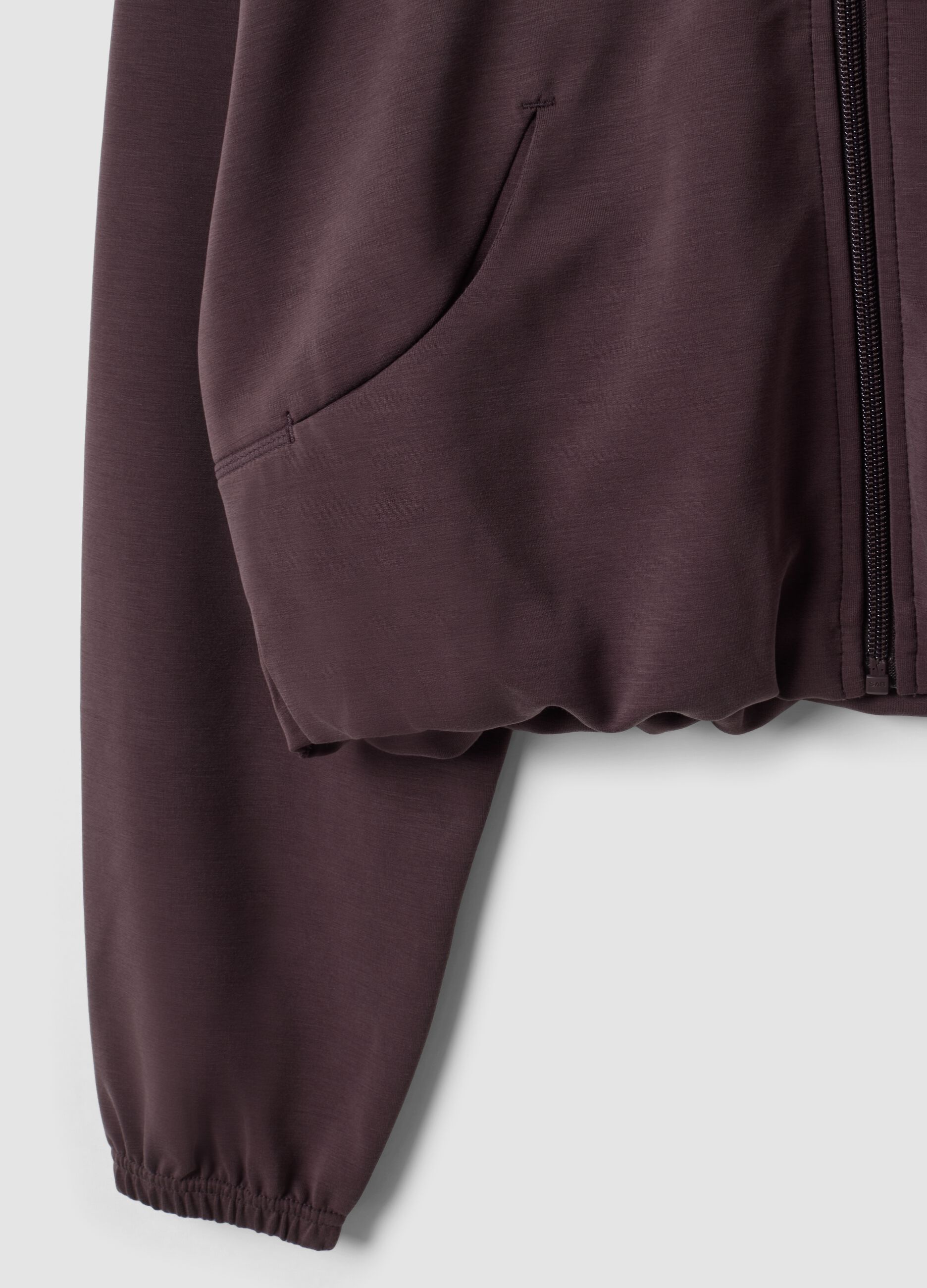 Short brown stretch viscose sweatshirt with high neck