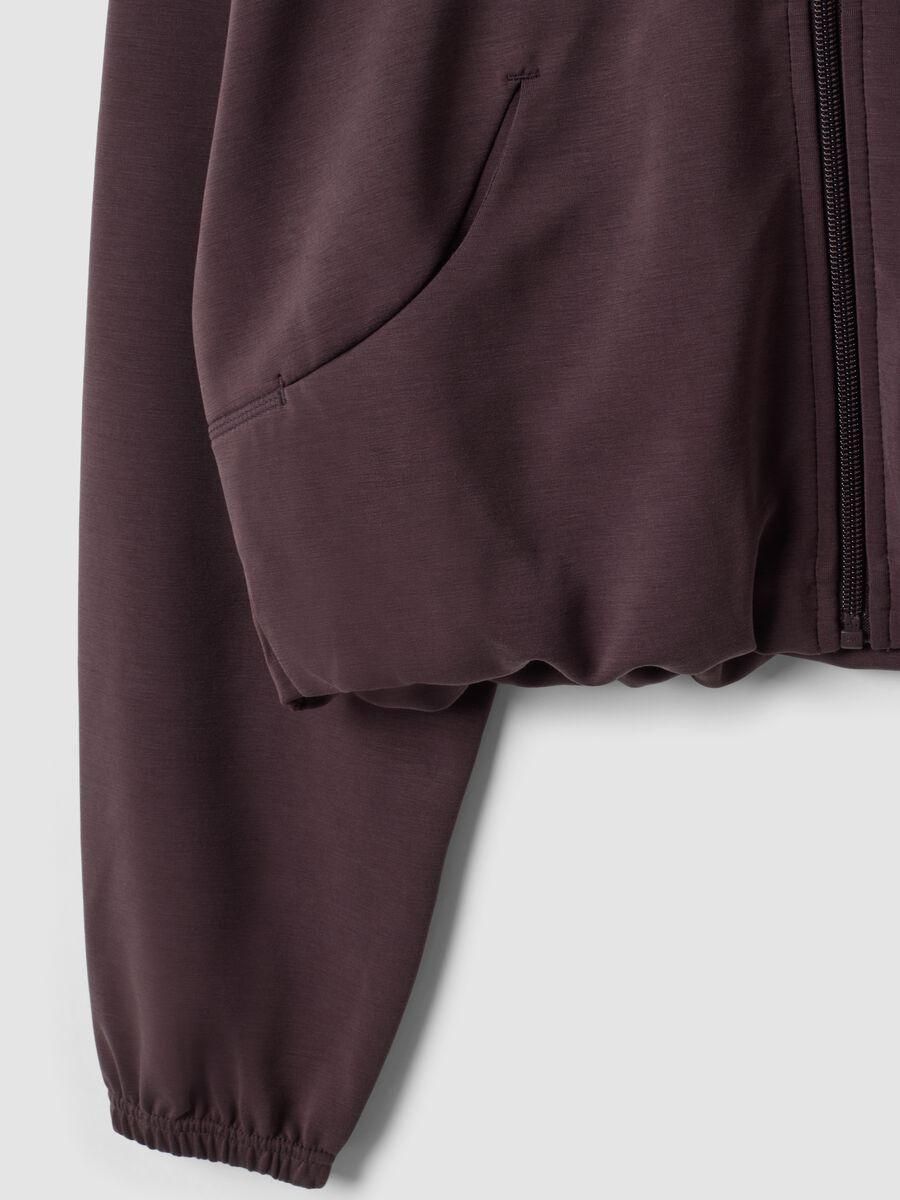 Short brown stretch viscose sweatshirt with high neck_8