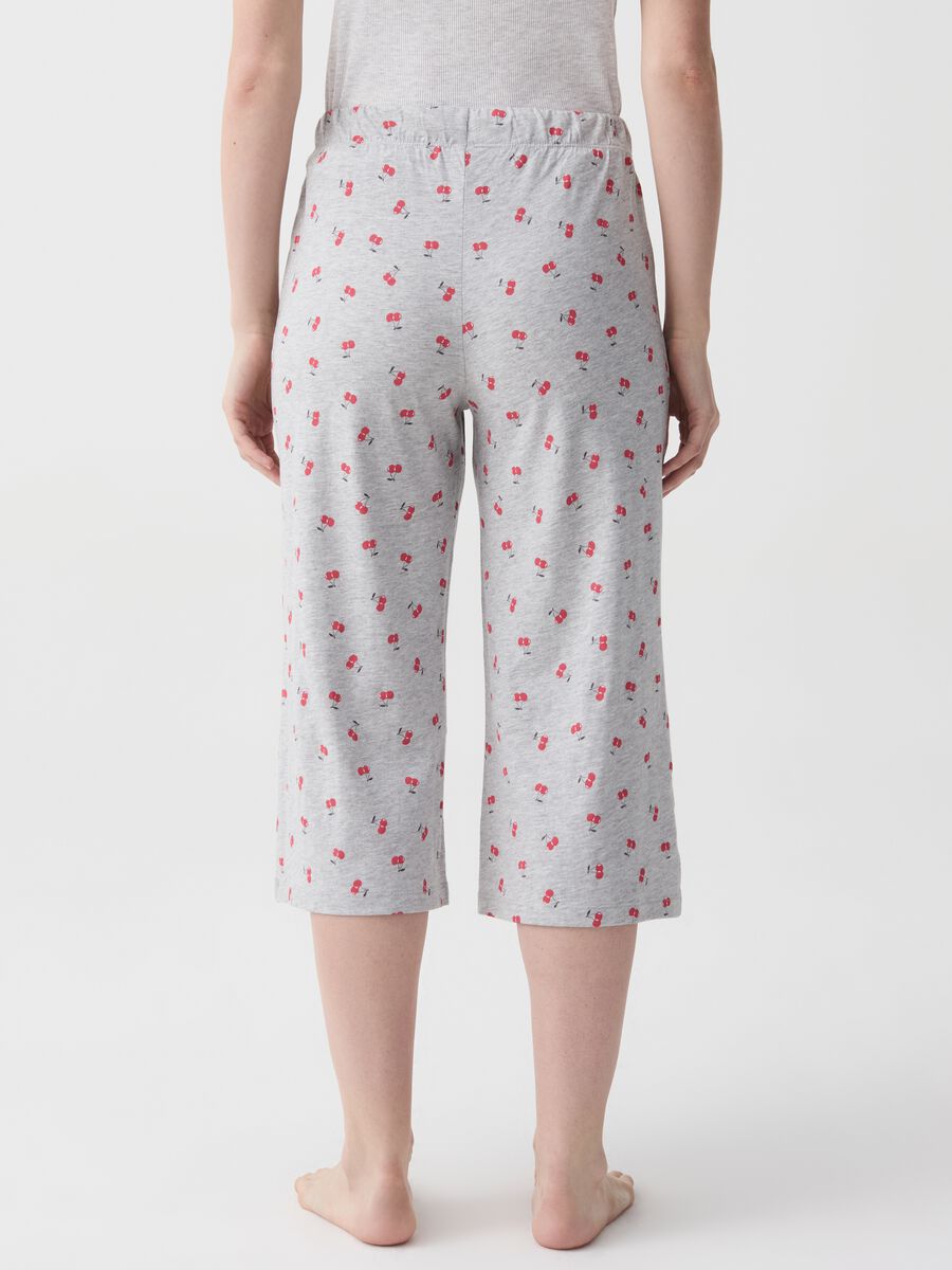 Pantalone pigiama pinocchietto con ciliegie_1