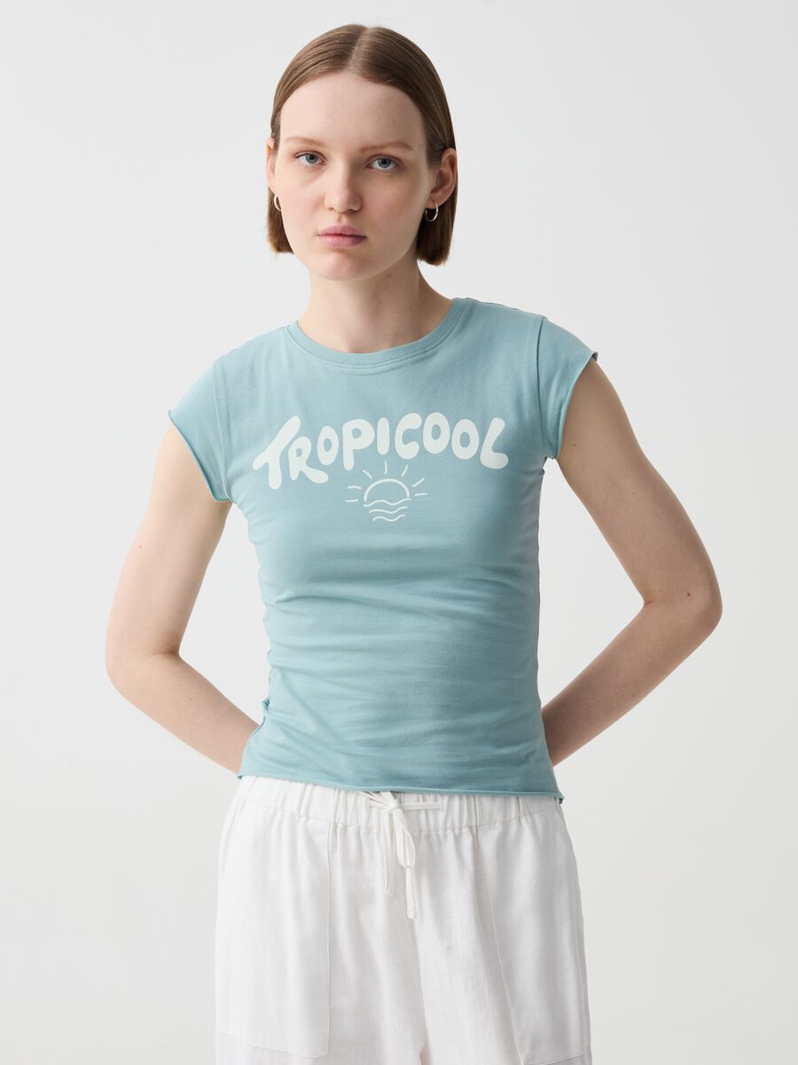 T-shirt crop con stampa_1