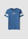 T-shirt bleu en pur coton pour gar&ccedil;on avec rayures sur les manches_0