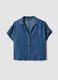 Blaue Kurzarmbluse aus reinem Lyocell_4