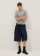 Blue denim slim fit pure cotton shorts_0