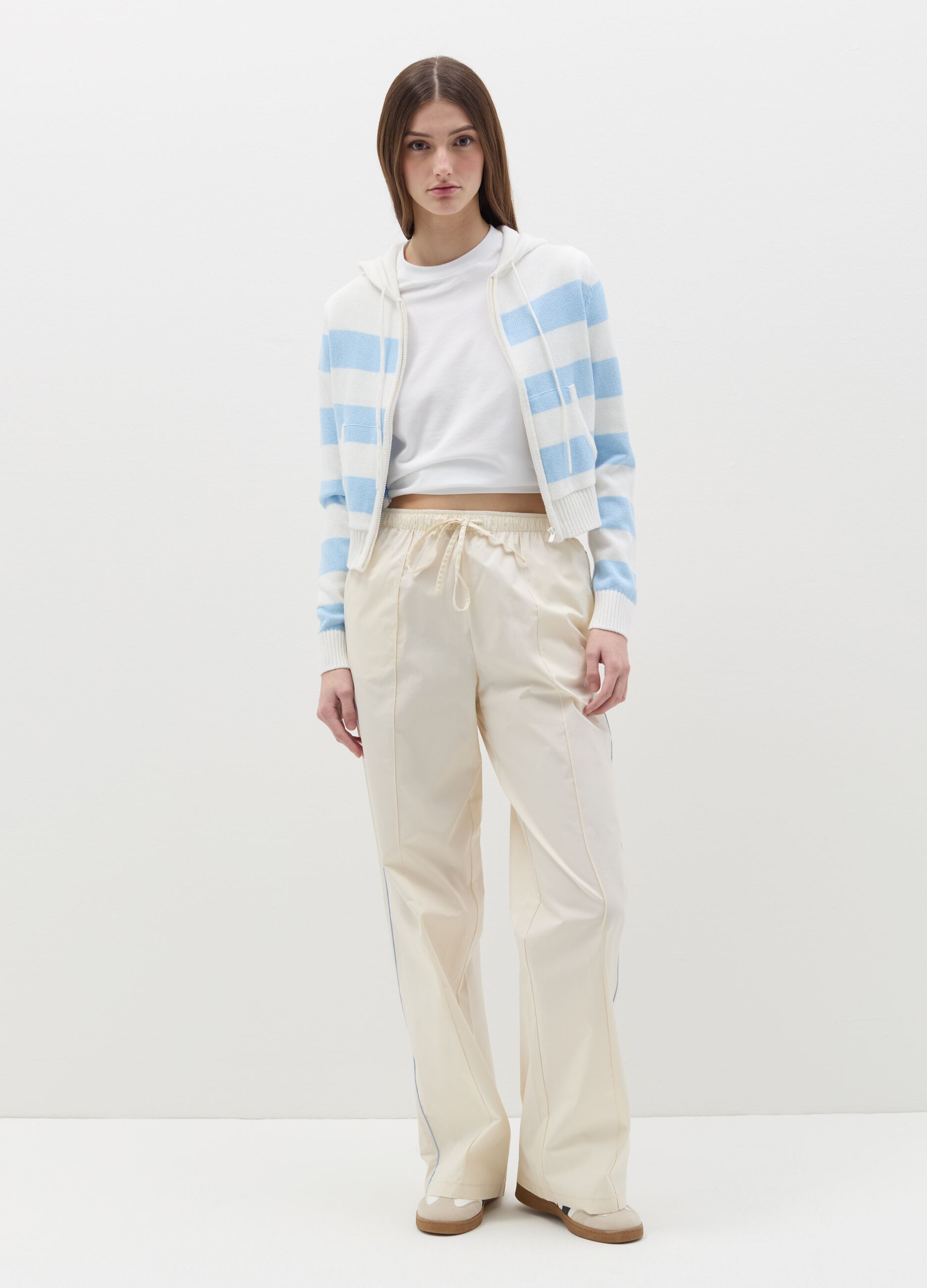 Full-zip cardigan with hood