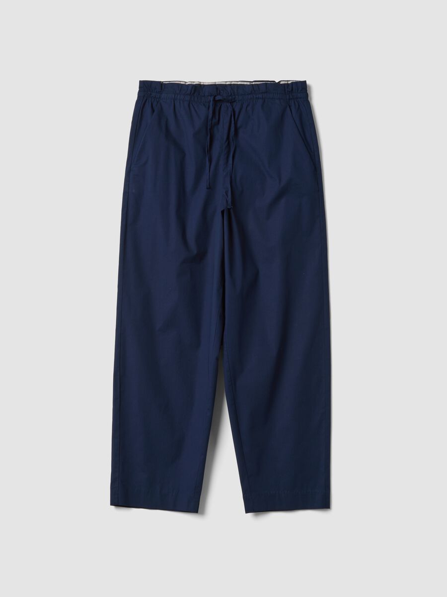 Blue stretch-cotton trousers with elasticated waist_0