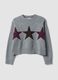Maglia grigia in tessuto elasticizzato con motivo a stelle over fit_0