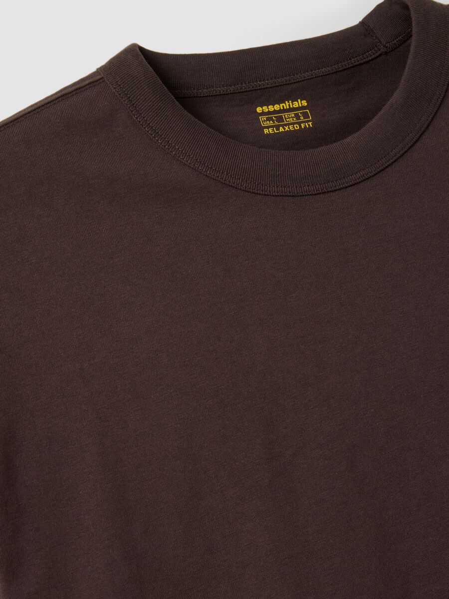 Brown pure cotton crew-neck T-shirt, relaxed fit_5