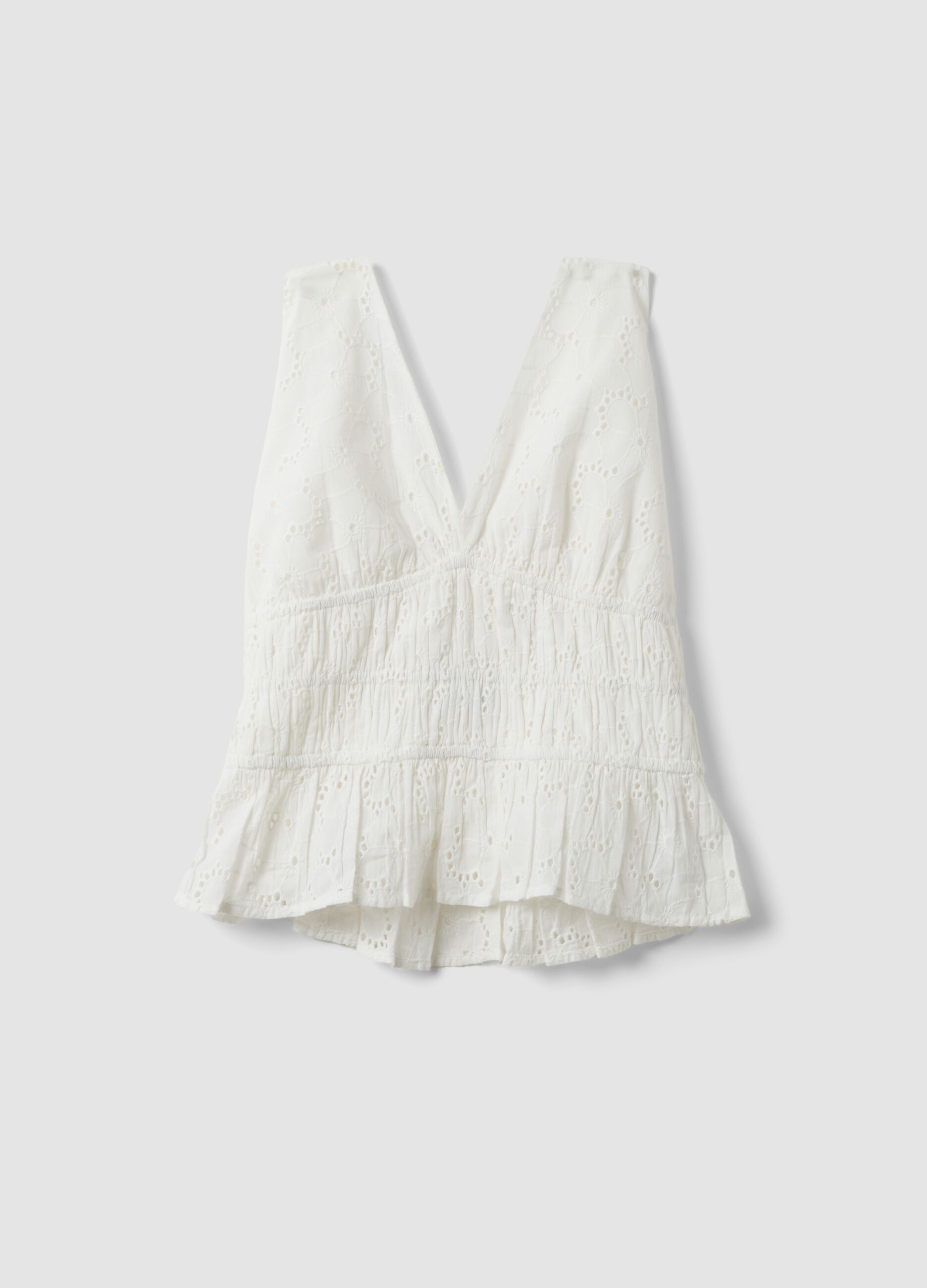 White broderie anglaise pure cotton tank top