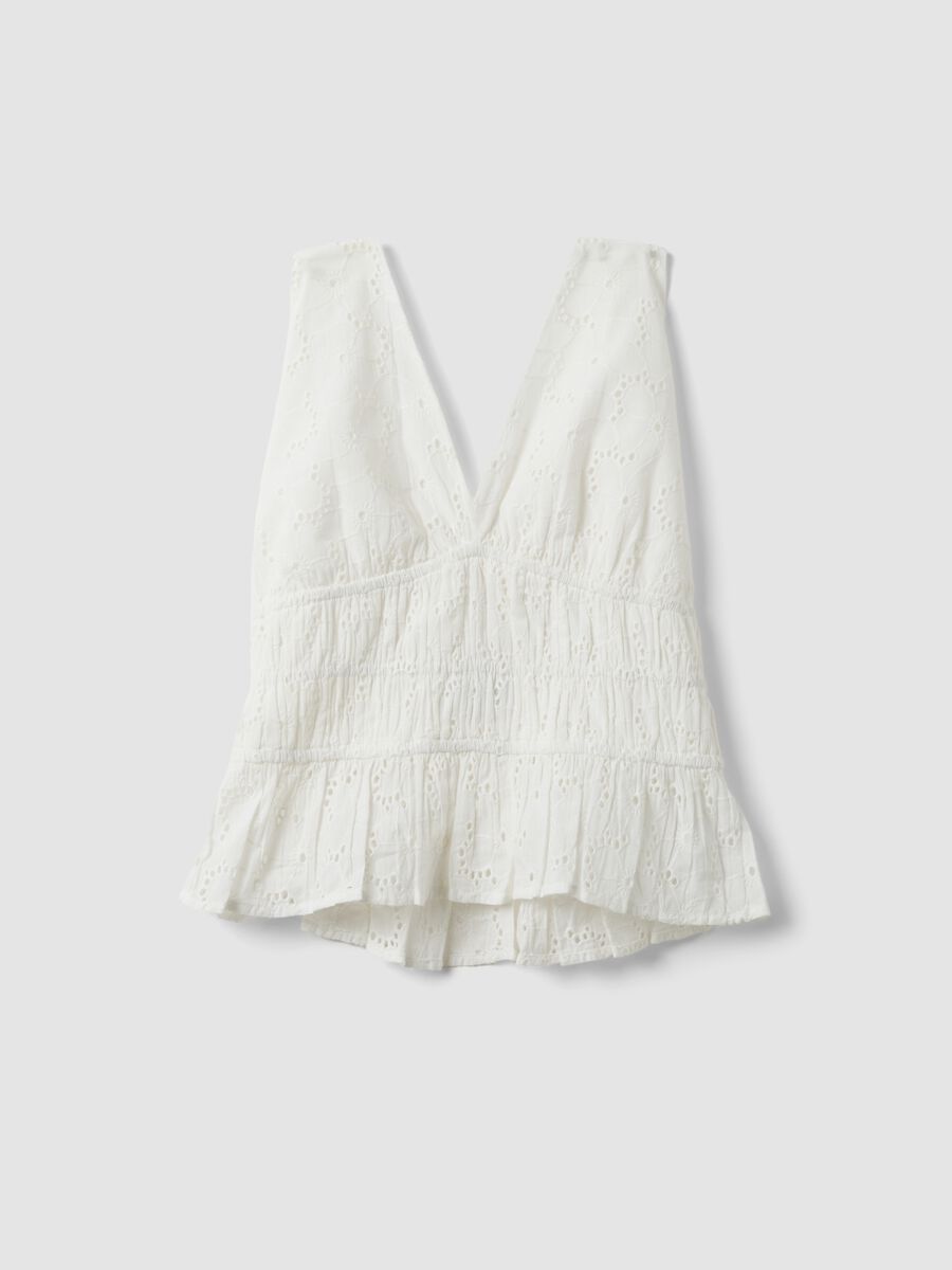 White broderie anglaise pure cotton tank top_0