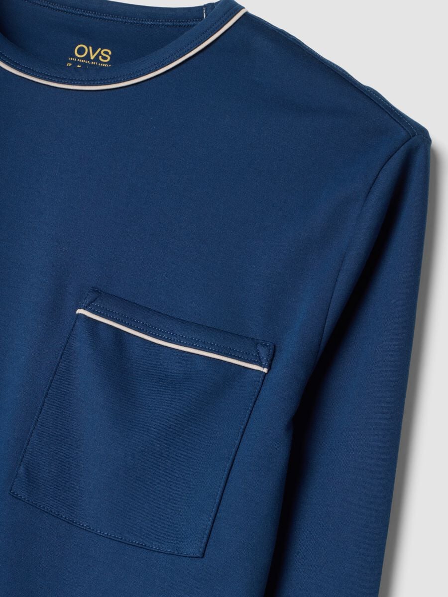 Pigiama blu in puro cotone organico con girocollo_1