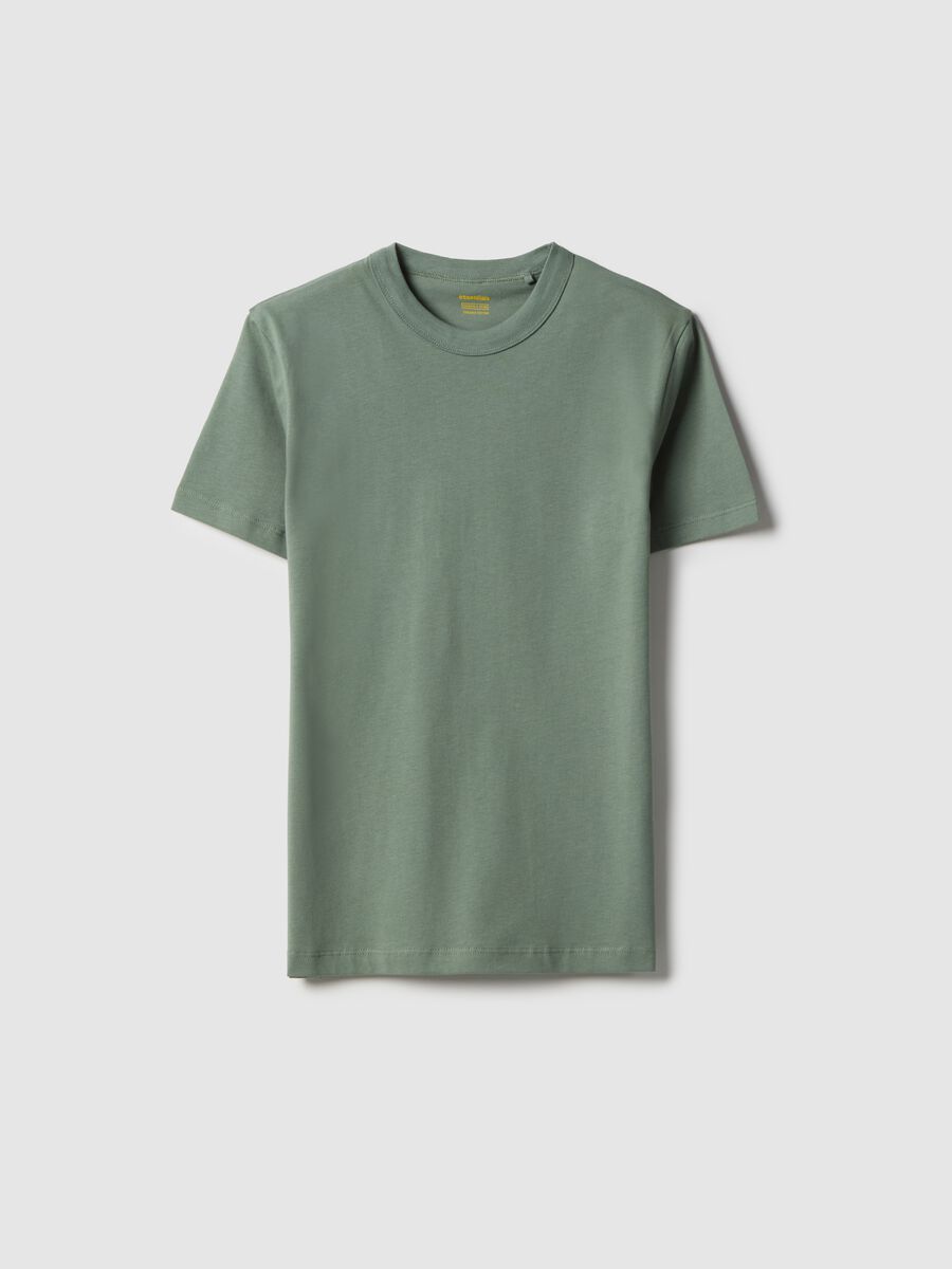 Boys' green crew-neck T-shirt in pure cotton over fit_3