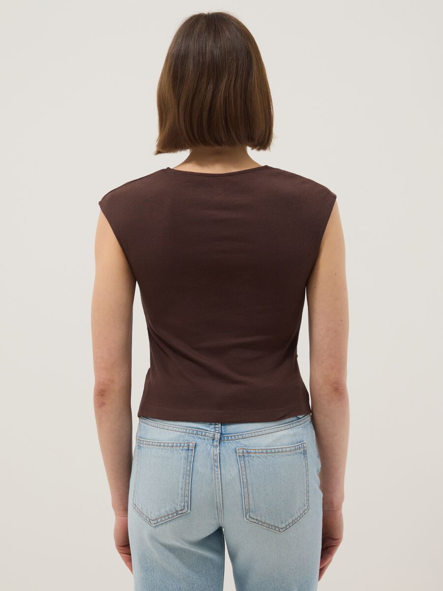 Brown pure cotton regular fit tank top_2