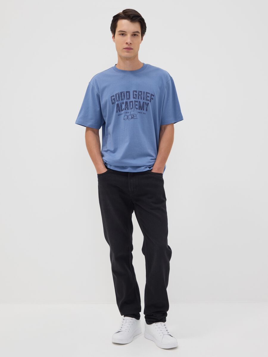 Blue pure cotton Peanuts print T-shirt, relaxed fit_1