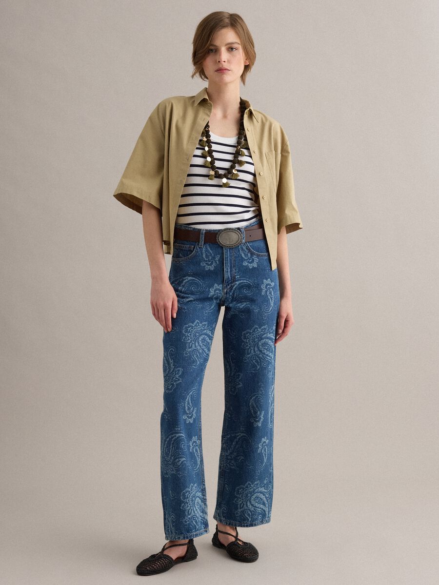 Beiges Hemd aus reiner Baumwolle mit Brusttasche, Oversize-Fit_2