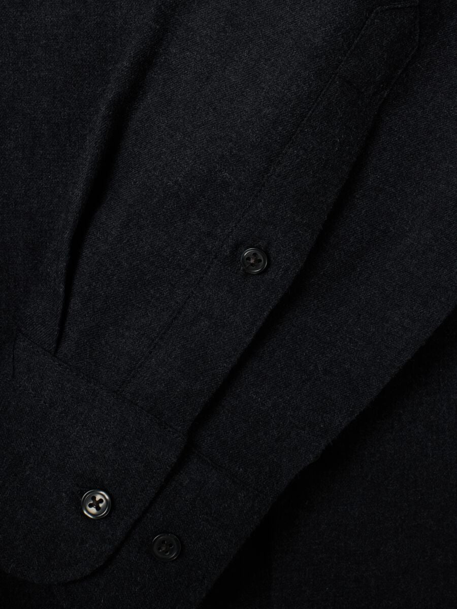 Grey pure cotton twill shirt, regular fit_5
