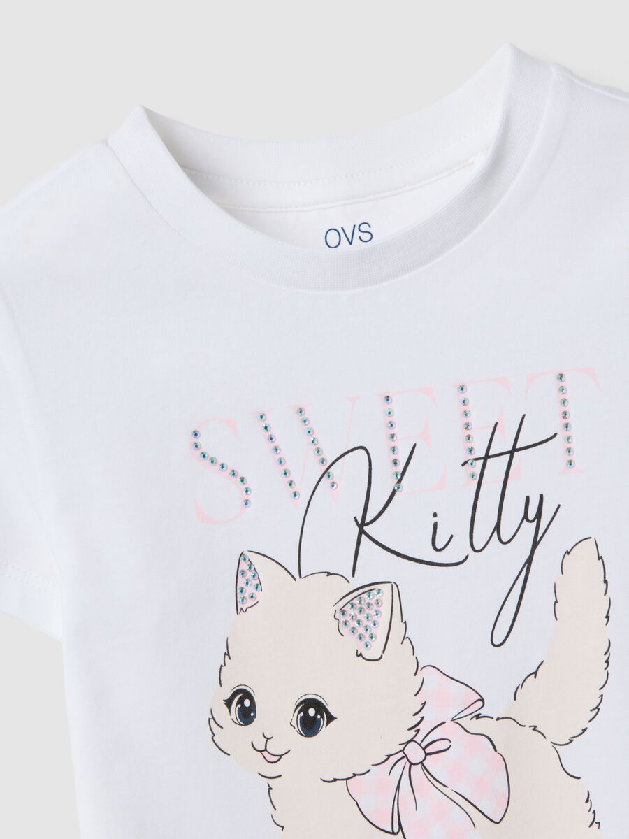 White pure cotton t-shirt regular fit with print for girls_2