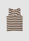 Brown striped stretch viscose tank top_0