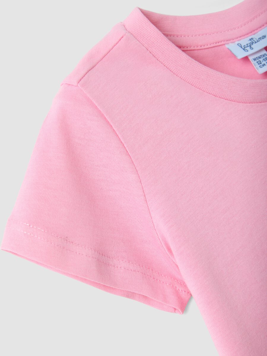 Girls' regular fit pink pure cotton T-shirt with print_3