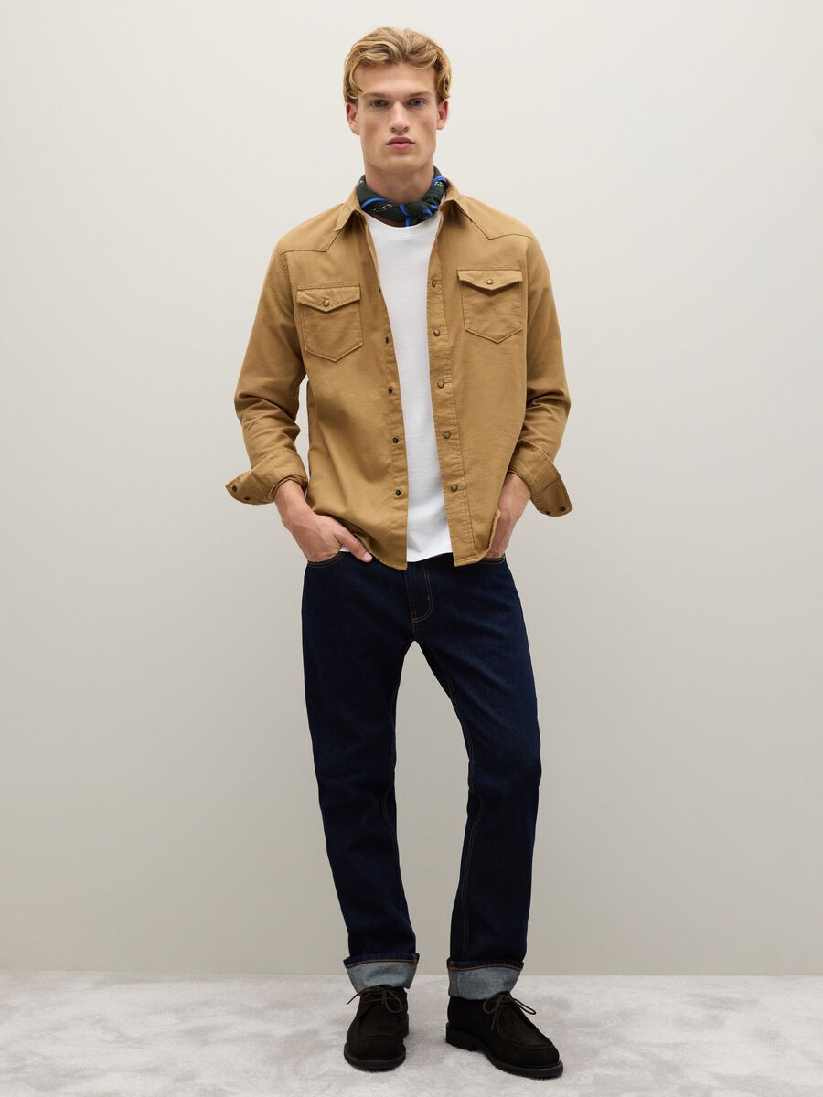 Brown pure cotton shirt regular fit_1