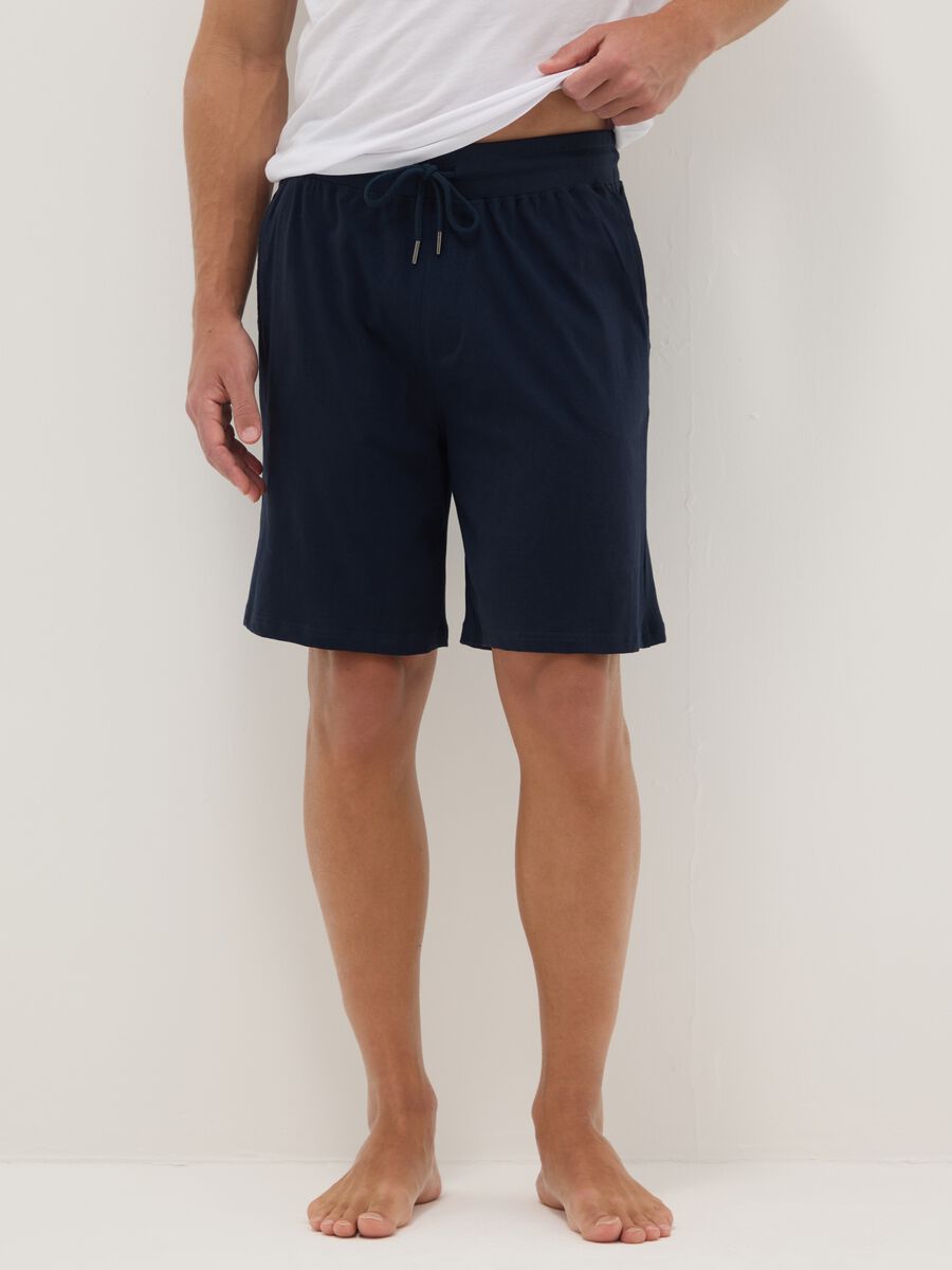 Blue pyjama shorts in pure cotton regular fit_1