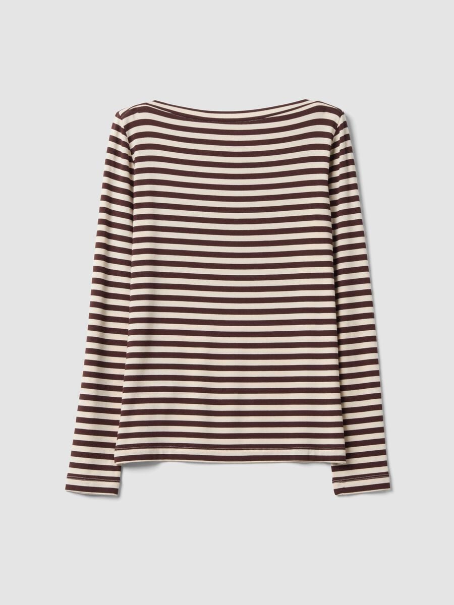 T-shirt multicolor in viscosa elasticizzata a righe slim fit_5
