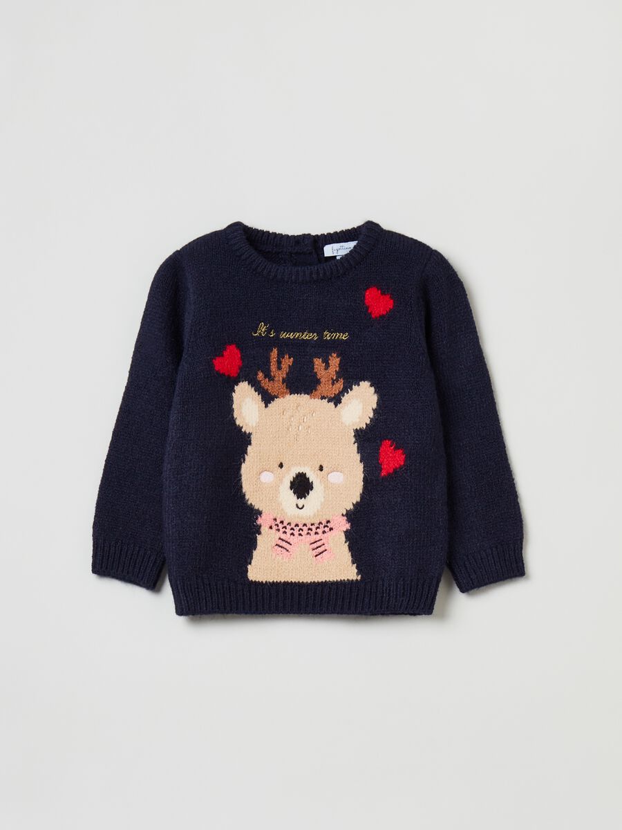 Pullover with jacquard reindeer design_0