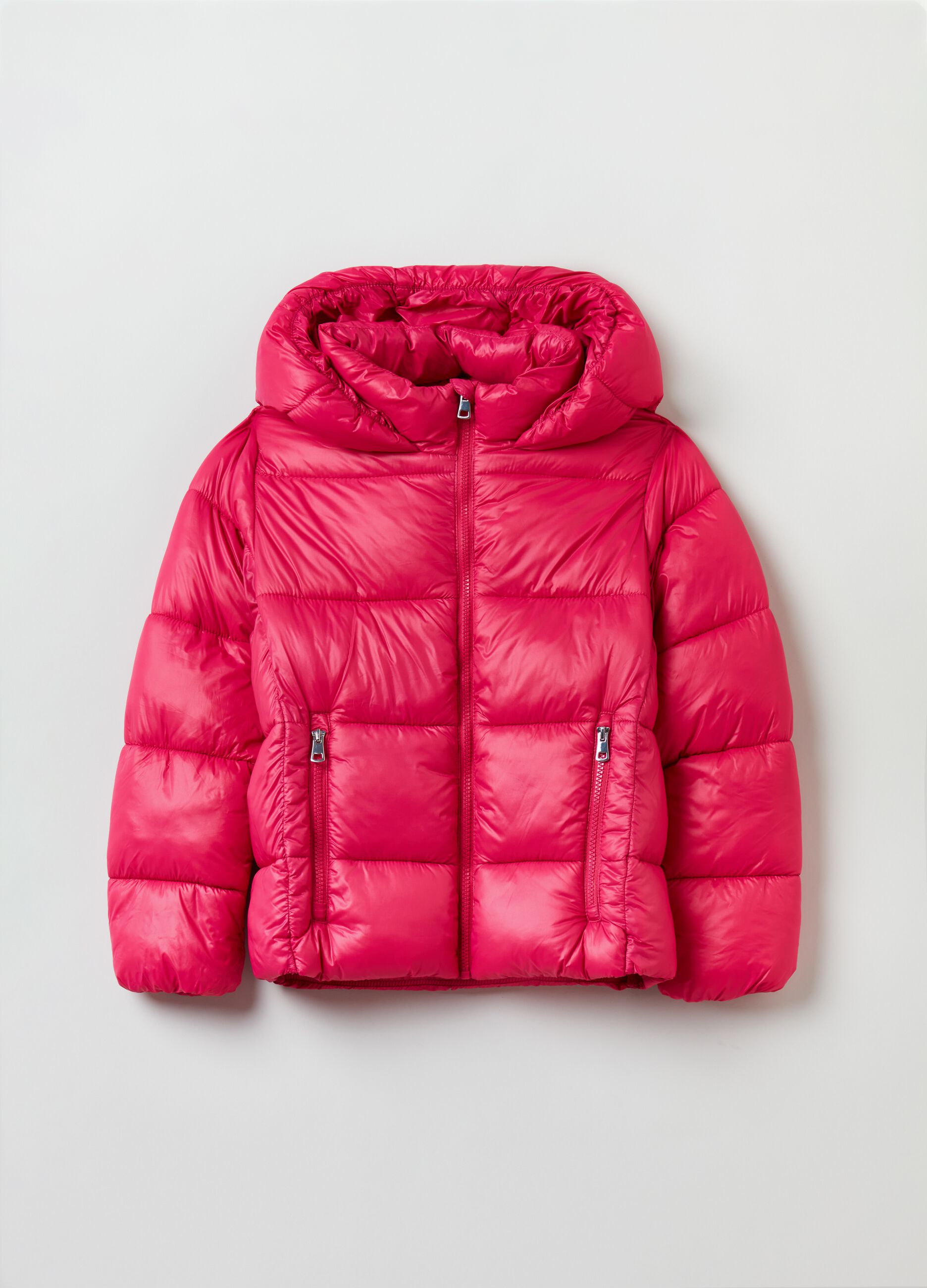 Quilted down jacket with hood_0