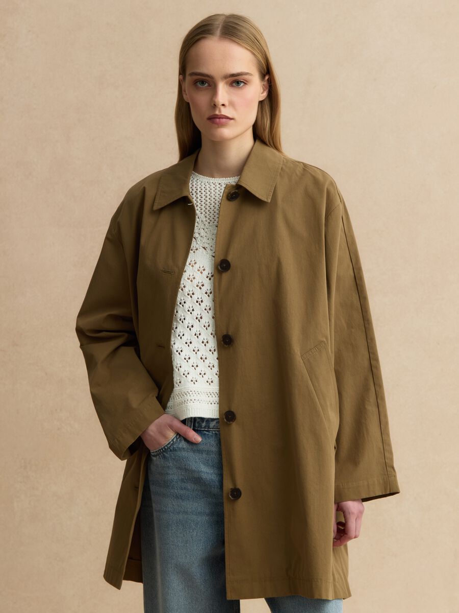 Brown pure cotton raincoat_1