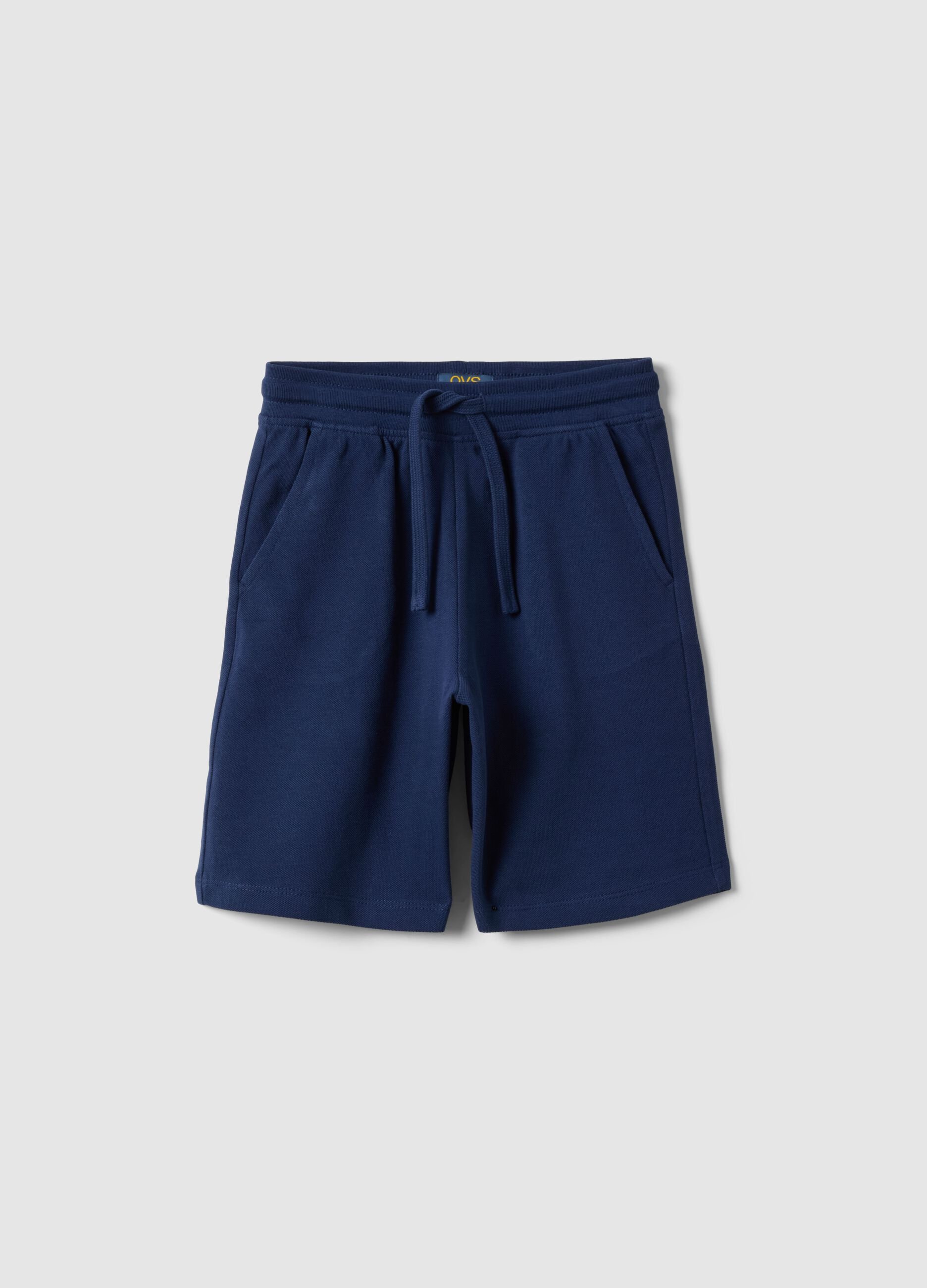 Children's regular fit blue pure cotton shorts