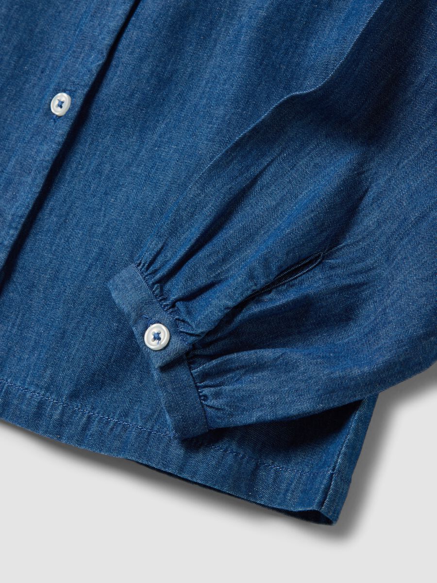 Blue pure organic cotton shirt with wide collar_3