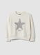 Weisses Sweatshirt aus reiner Baumwolle mit Sternprint, Regular Fit, f&uuml;r M&auml;dchen_0