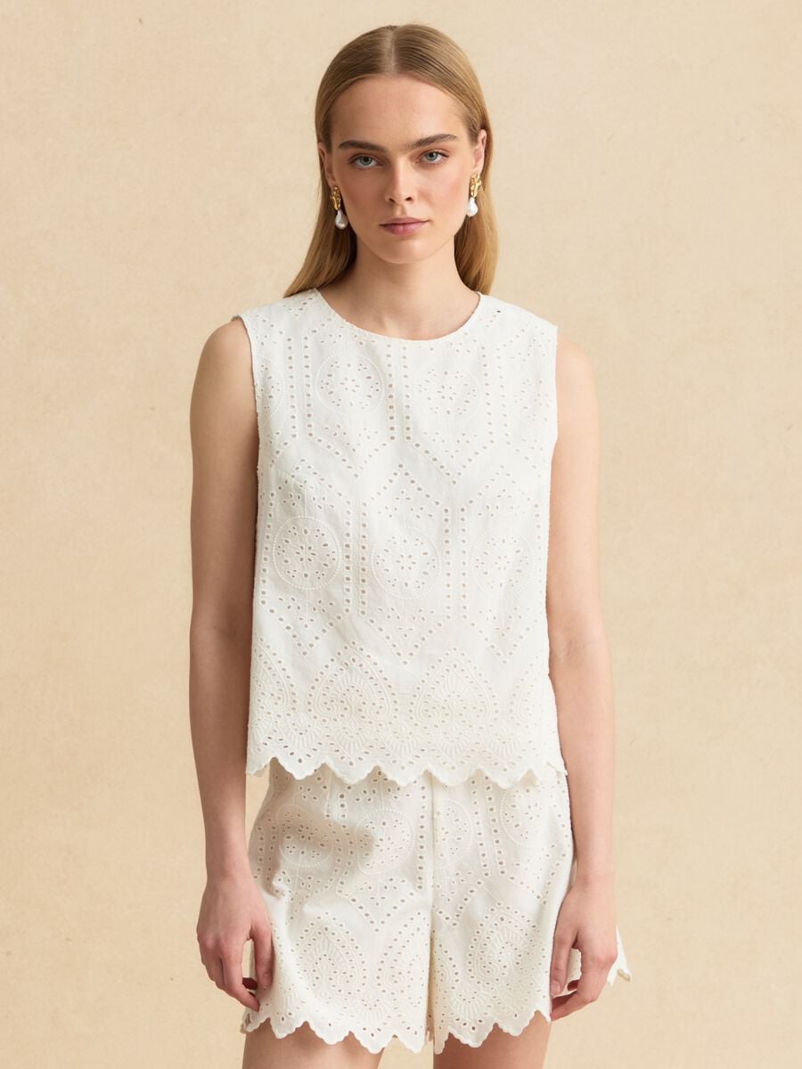 White pure cotton broderie anglaise blouse_1