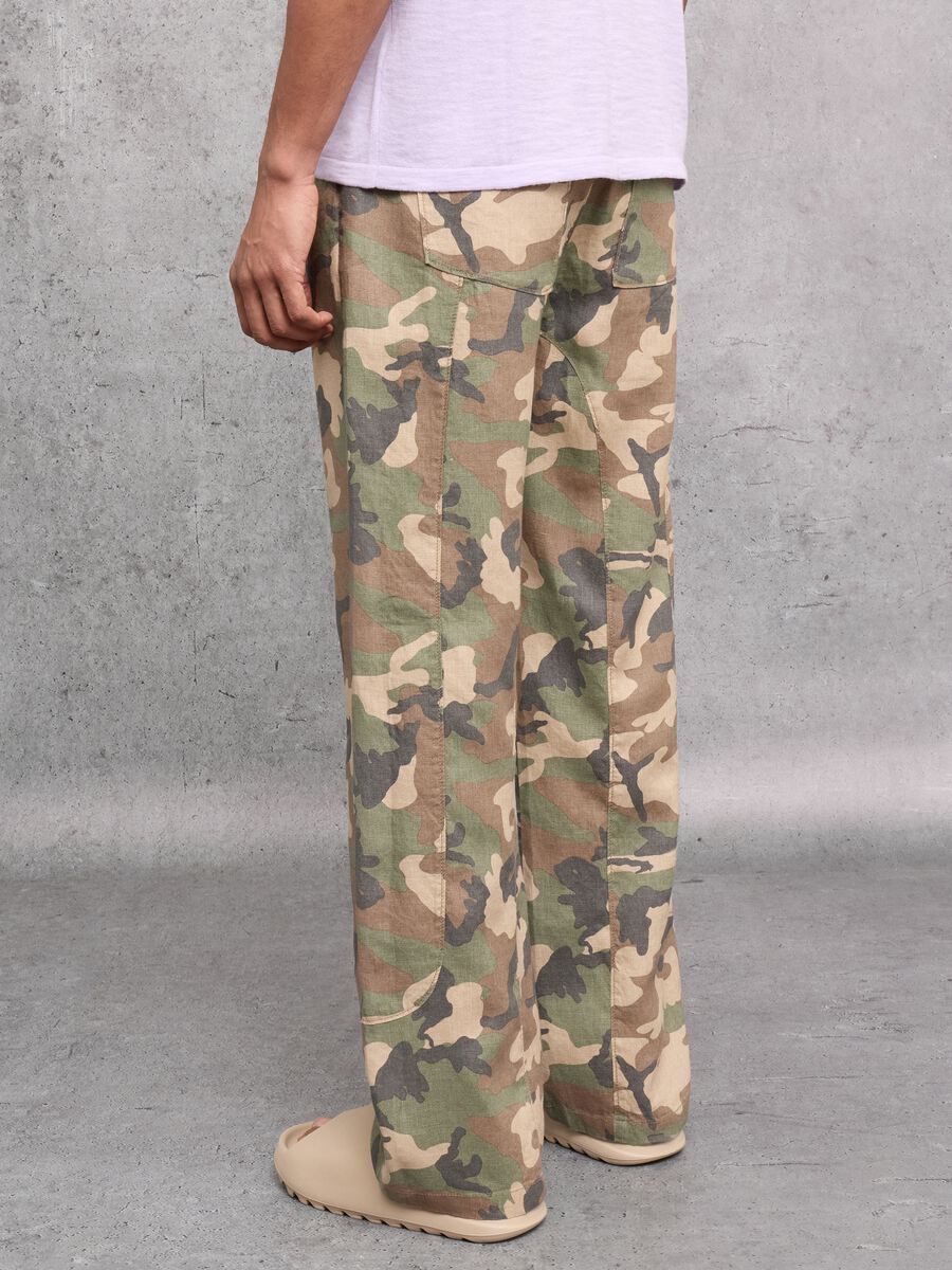100% Linen Wide-Leg Camo Trousers_3