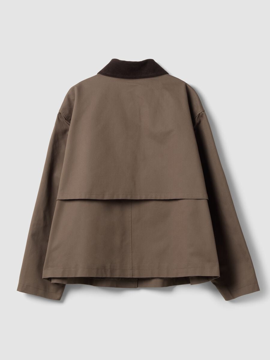 Brown pure cotton jacket with contrasting collar, regular fit_2