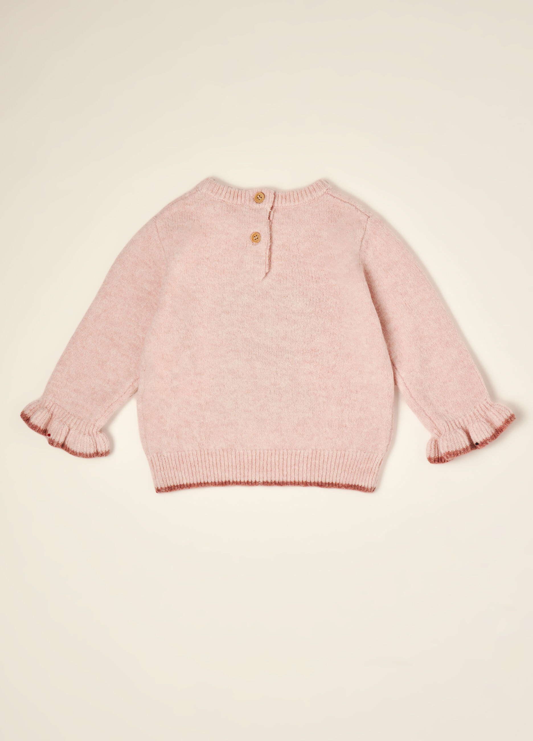Rosa Pullover aus elastischer Wolle mit H&uuml;ndchen-Print