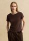 Brown short-sleeved pure linen T-shirt, regular fit_2