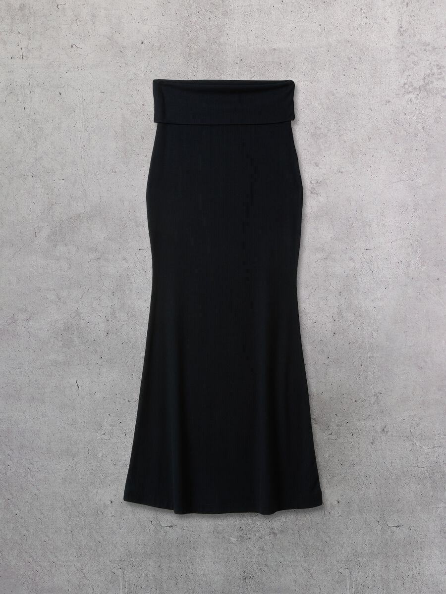Black Foldover Long Skirt_4
