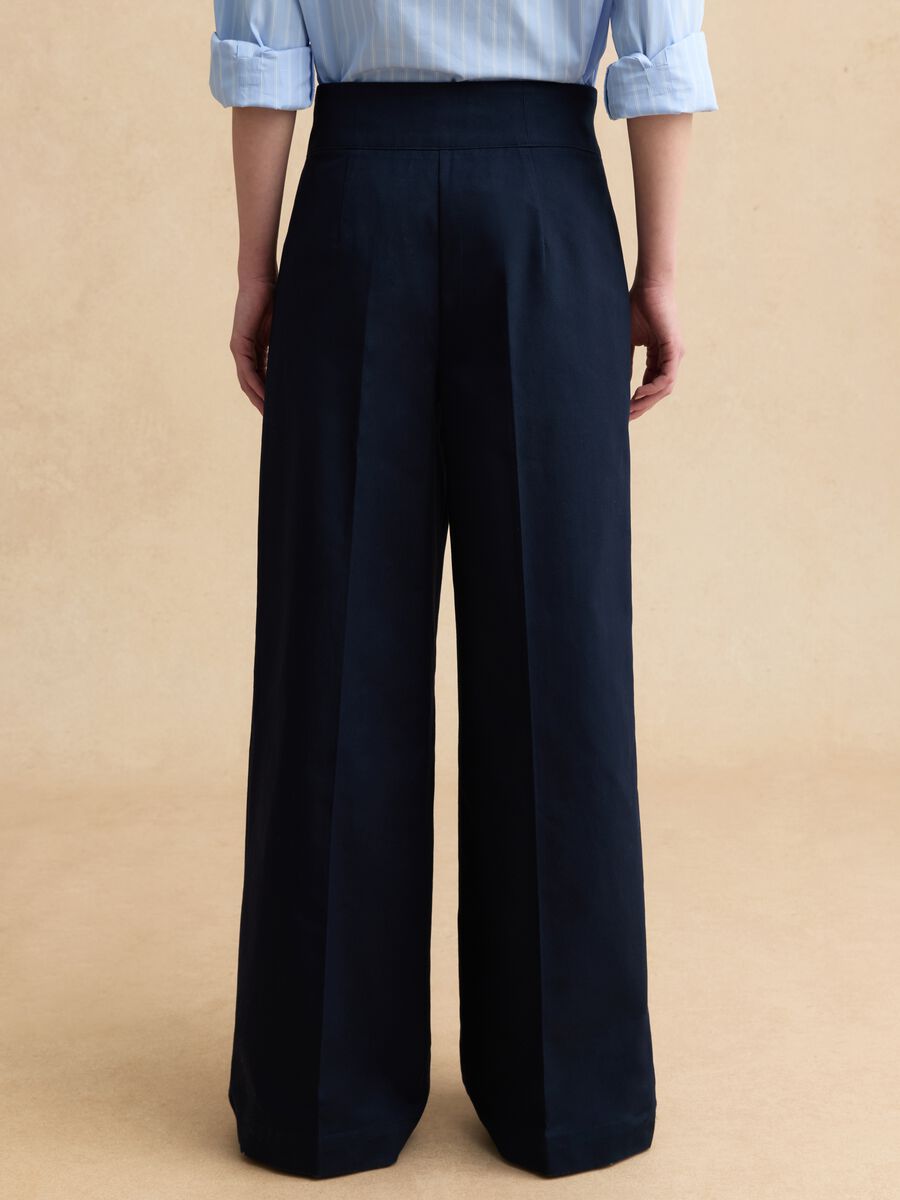 Wide leg blue cotton chinos_2