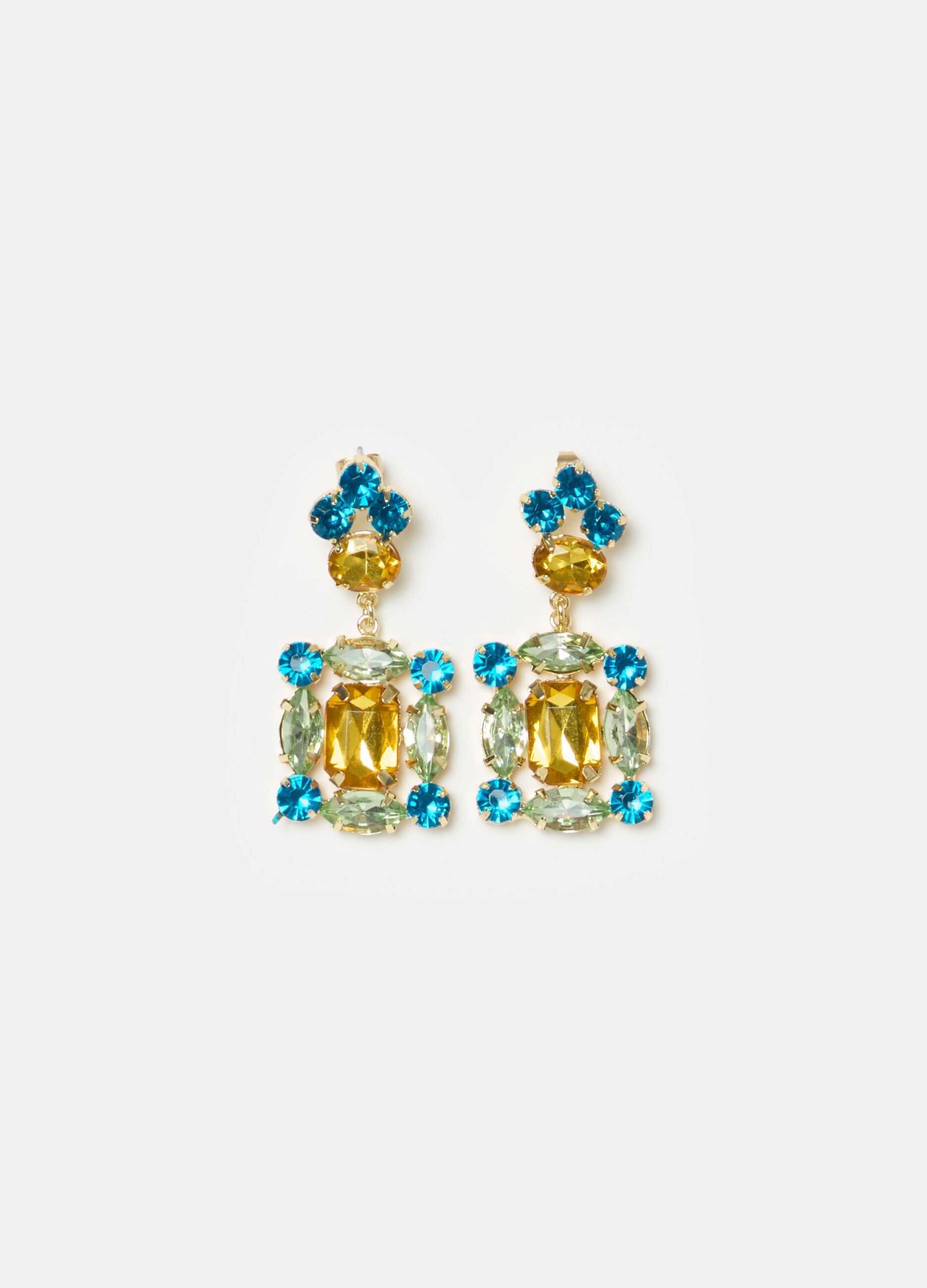 Pendant earrings with stones